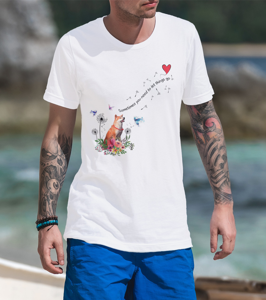 Akita Dog Kids Friend76 Sometimes You Need To Let Things Go T-Shirt