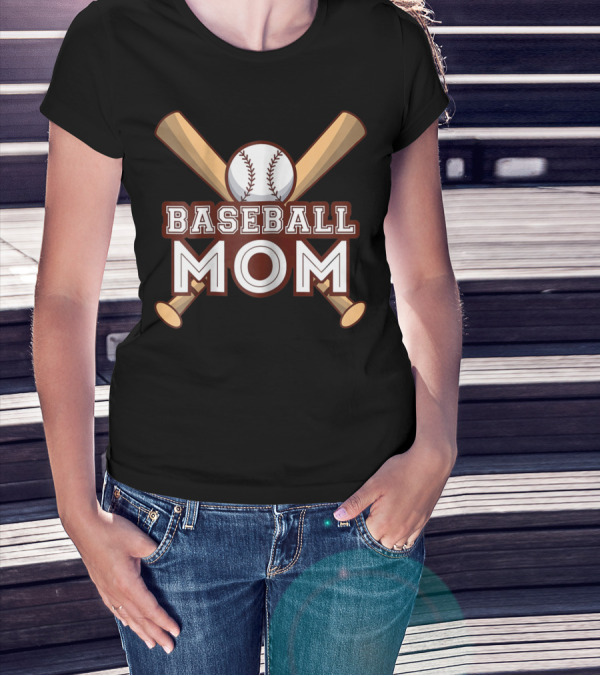 Baseball Mom Crossed Bats And Ball T-Shirt