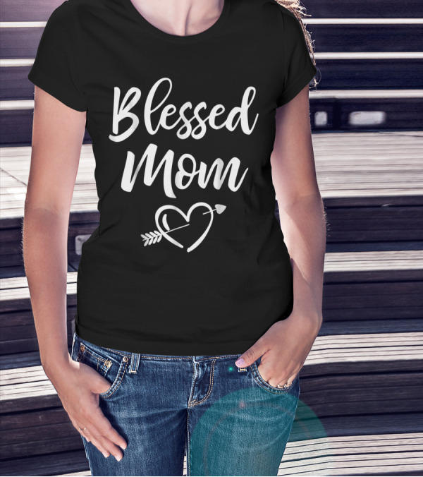 Blessed Mom Heart Arrow Christmas Birthday T-Shirt