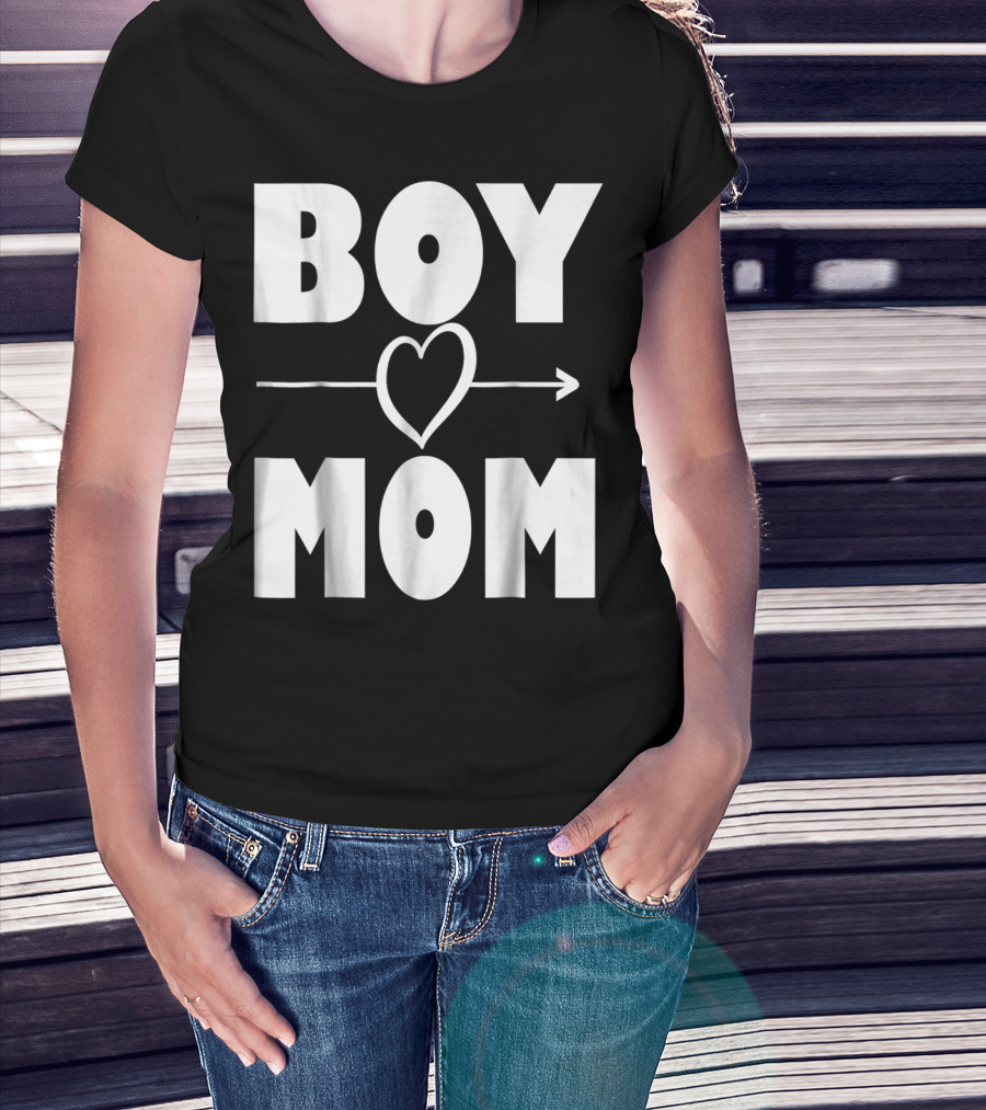 BOY MOM Heart With Arrow T-Shirt