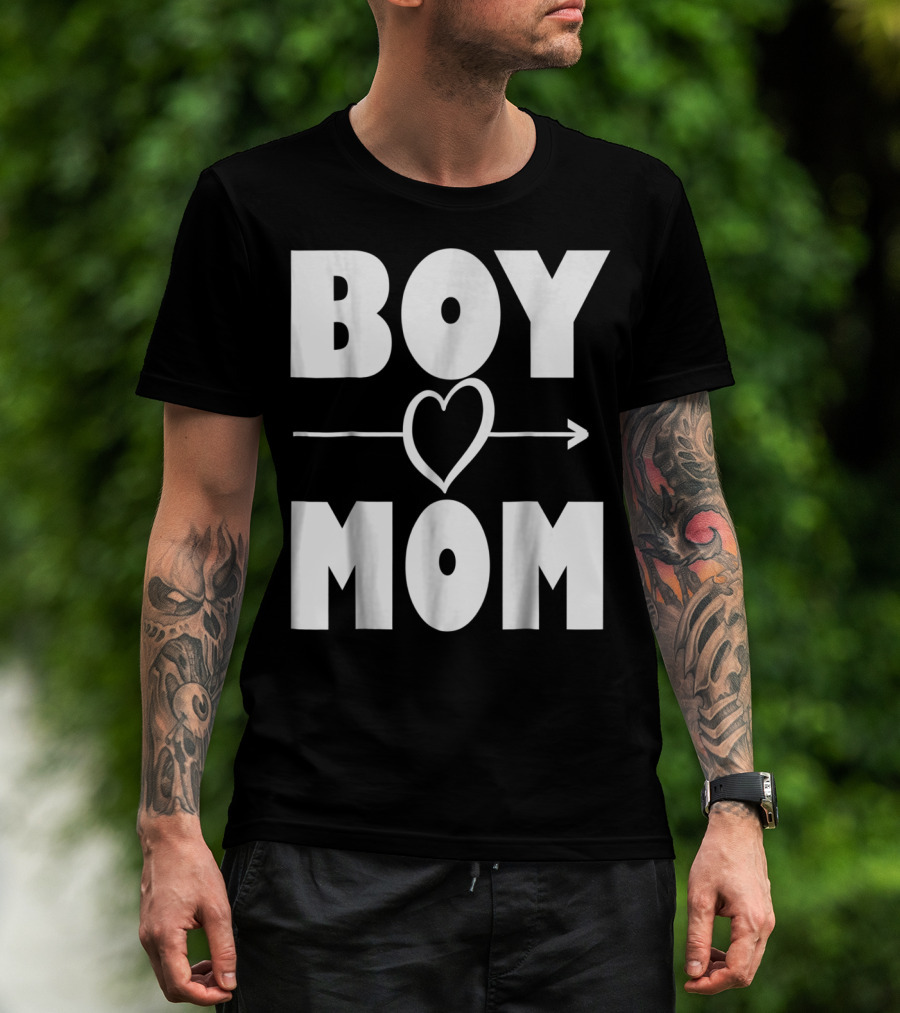 BOY MOM Heart With Arrow T-Shirt