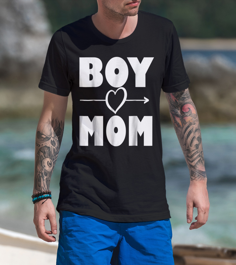 BOY MOM Heart With Arrow T-Shirt