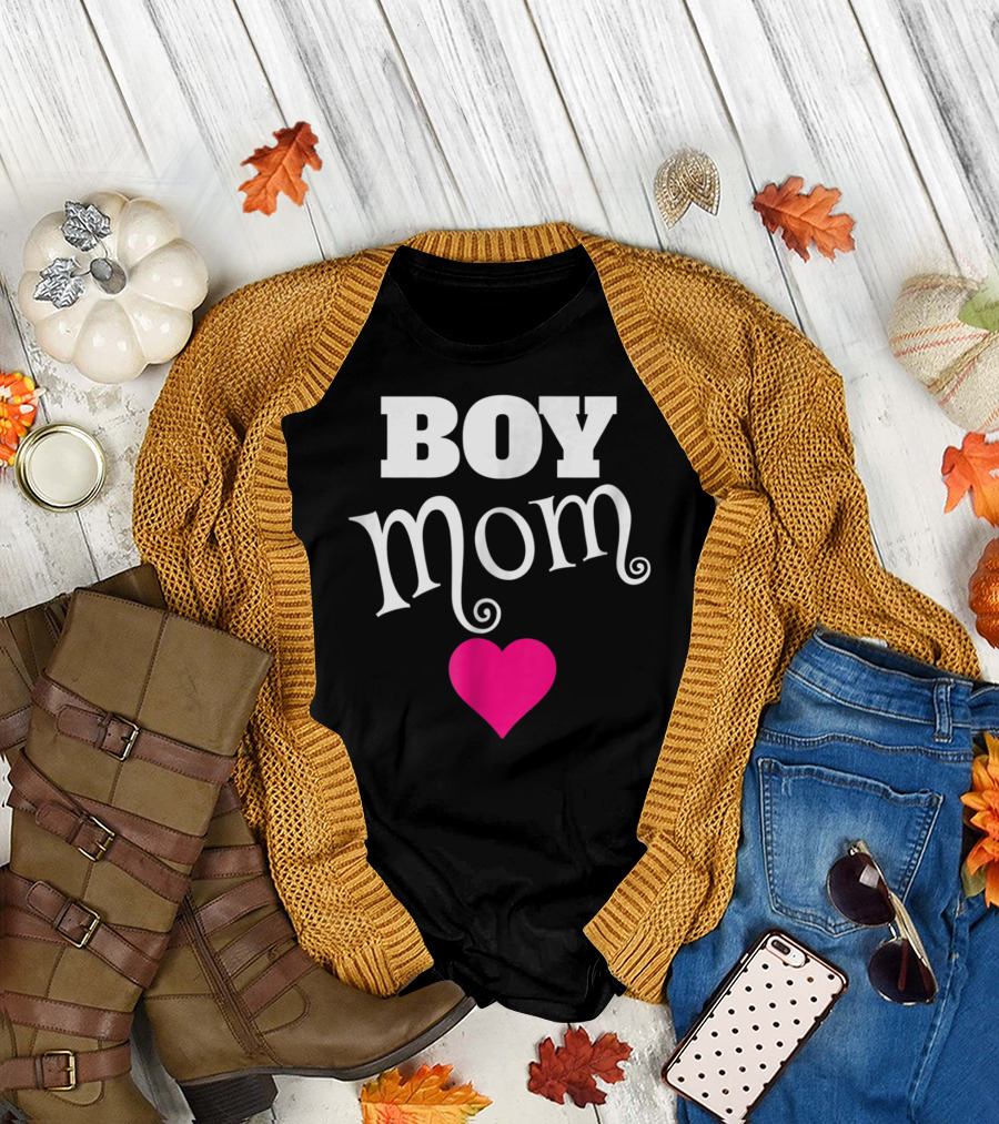 Boy Mom Heart Love My Boys Mother T-Shirt