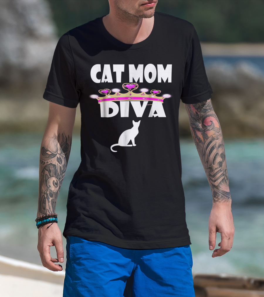 Cat Mom Diva Crown Silhouette Tee63 T-Shirt