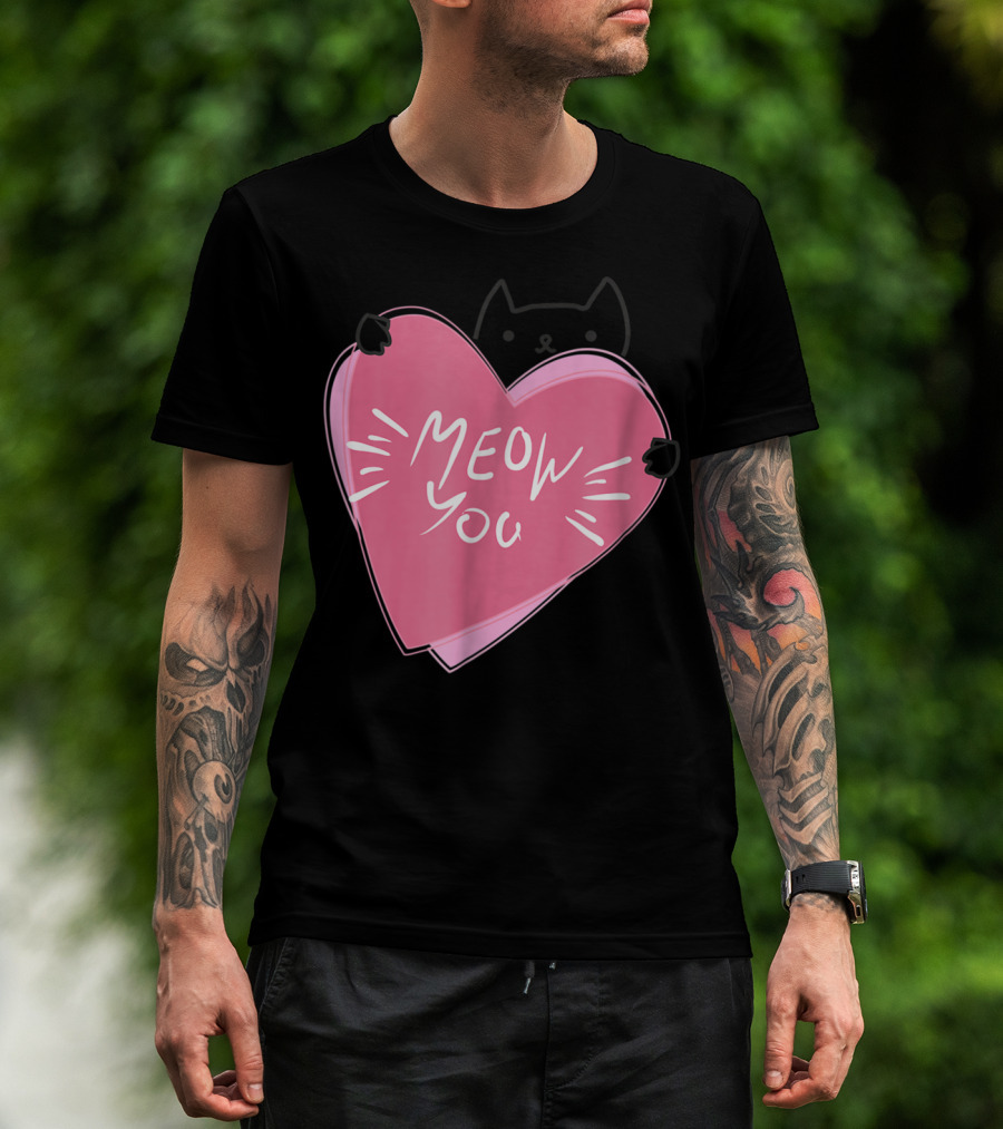 Cat Mom Meow You Cute Pink Heart Love Cat T-Shirt