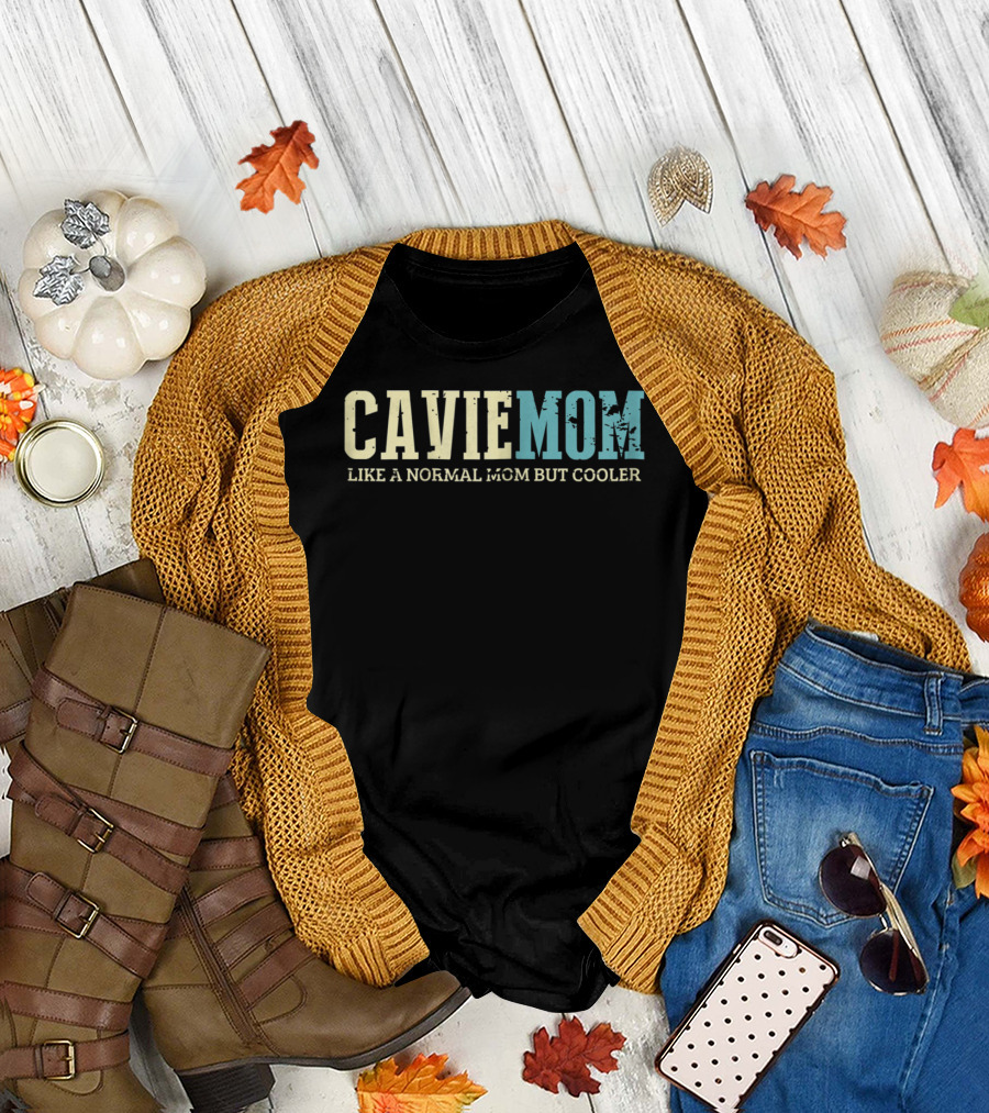 Cavie Mom Like a Normal Mom But Cooler Text T-Shirt