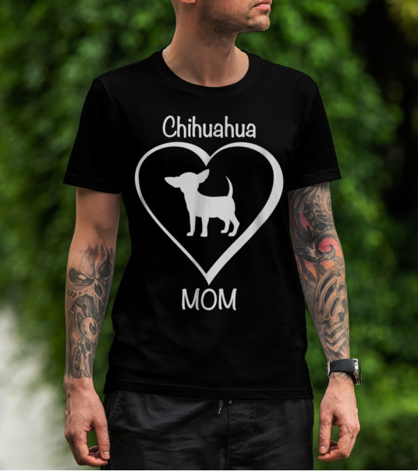 Chihuahua Mom Heart Silhouette Love T-Shirt