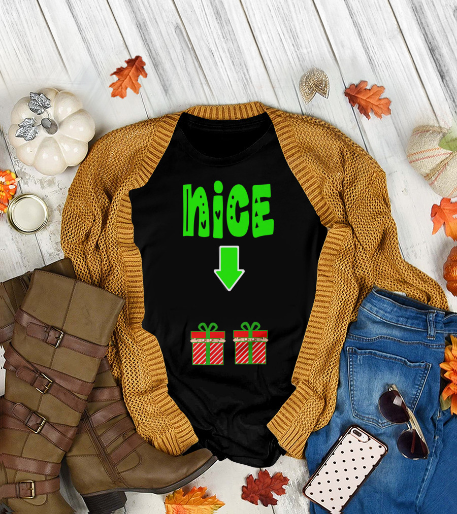 Christmas Expecting Twins Mom Baby Announcement Nice Arrow Presents T-Shirt