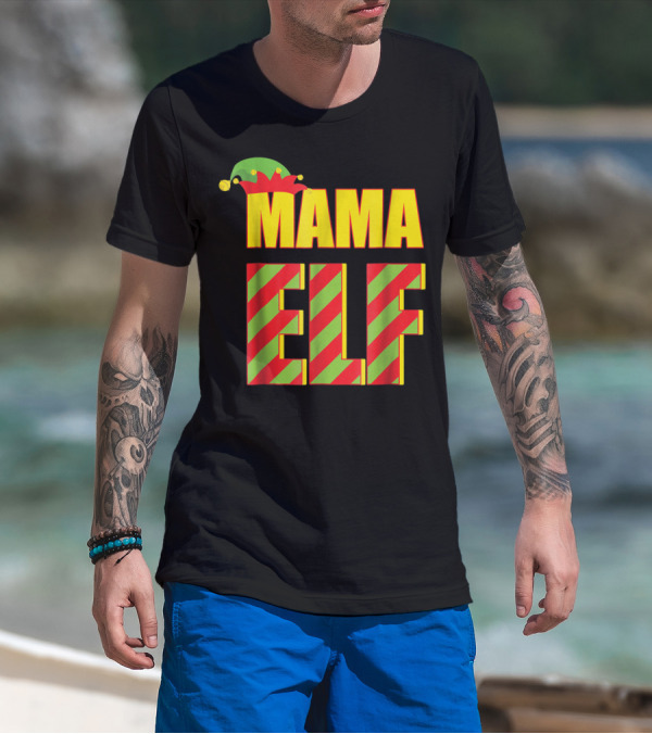 Mama Elf Christmas Family Matching Fun Women T-Shirt