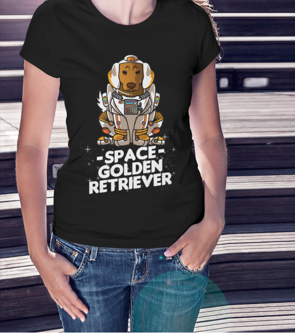 Space Golden Retriever Dog In Space Suit T-Shirt