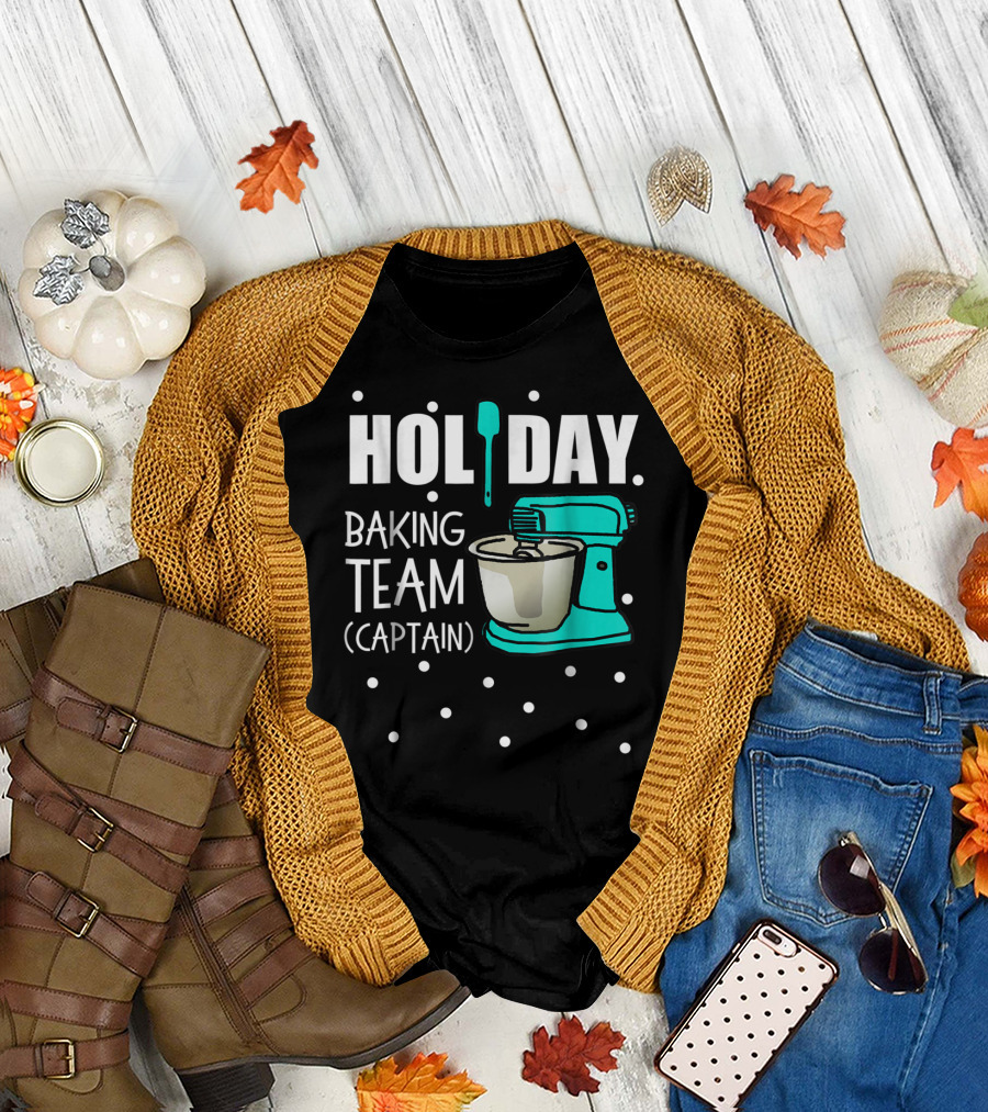 Holiday Baking Team Captain Mixer Snow Dots T-Shirt