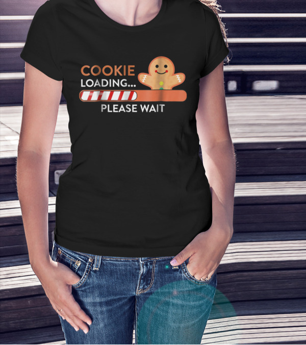 Cookie Loading Please Wait Christmas Funny Pregnant Mom Gingerbread Holiday T-Shirt