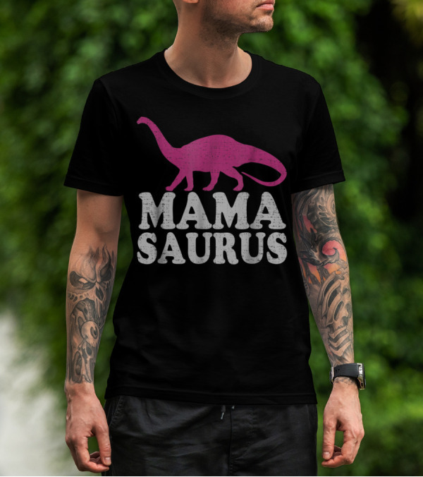 MAMASAURUS Cute Brontosaurus Dinosaur T-Shirt