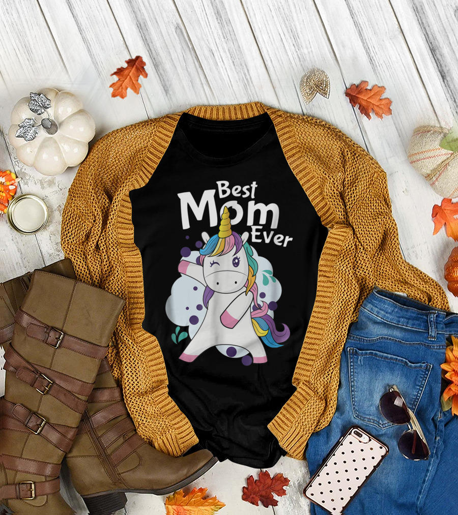 Best Mom Ever Cute Dancing Rainbow Unicorn T-Shirt