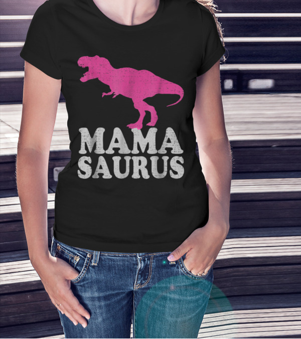 MAMASAURUS Pink TRex Dinosaur T-Shirt