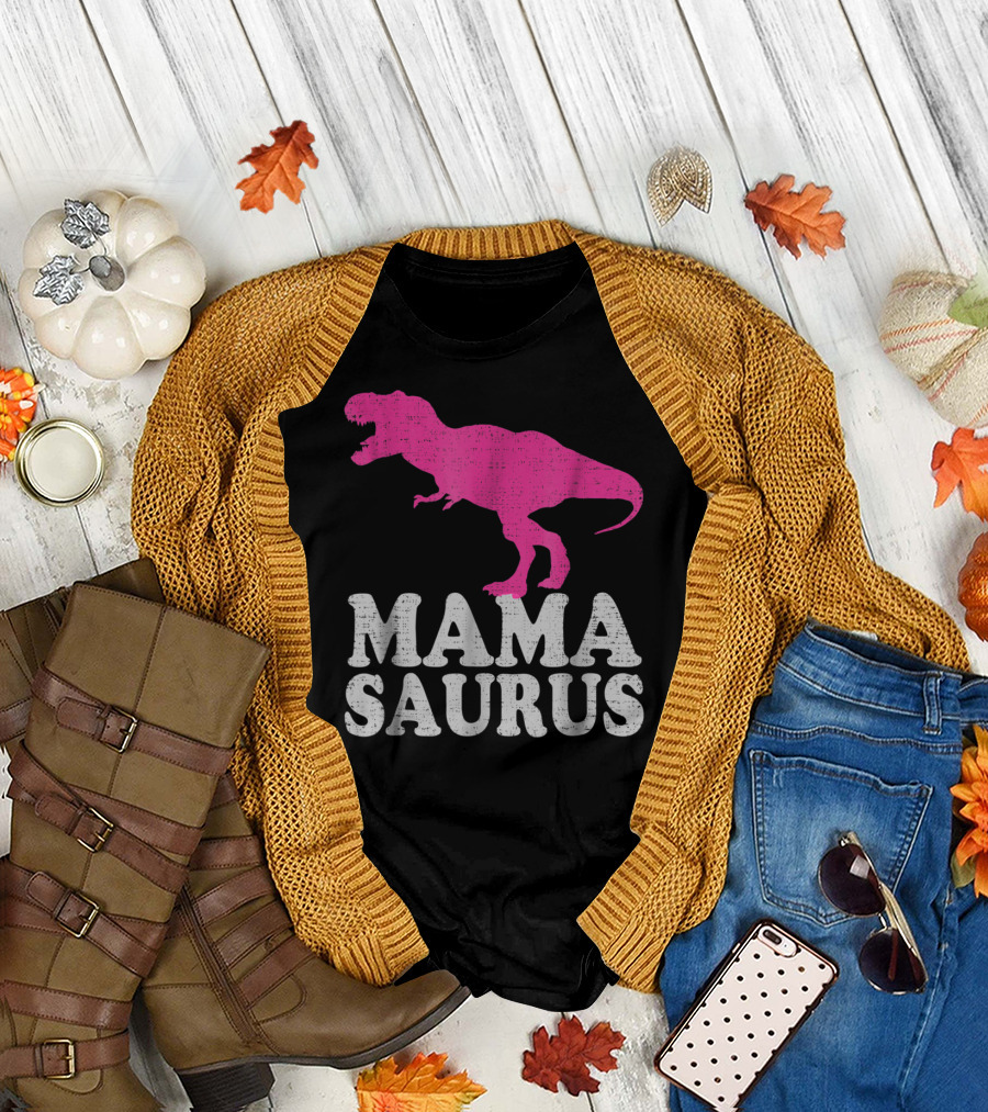 MAMASAURUS Pink TRex Dinosaur T-Shirt