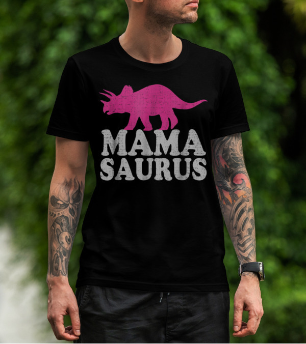 MAMASAURUS Cute Triceratops Dinosaur T-Shirt