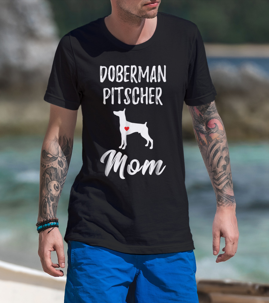 Doberman Pinscher Mom With Heart Accent T-Shirt