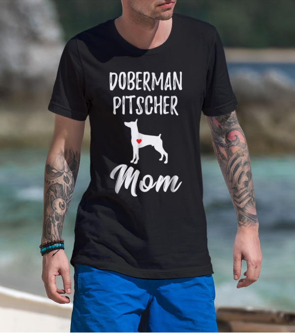 Doberman Pinscher Mom With Heart Accent T-Shirt