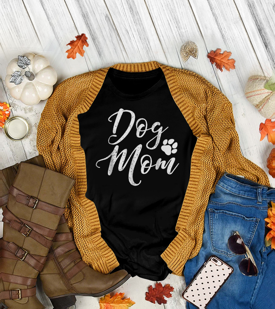 Dog Mom Paw Print Tee25 Mother's Pawprint Dog Mom T-Shirt