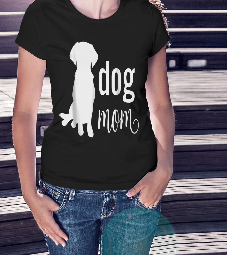 Dog Mom Silhouette White Dog Mom T-Shirt