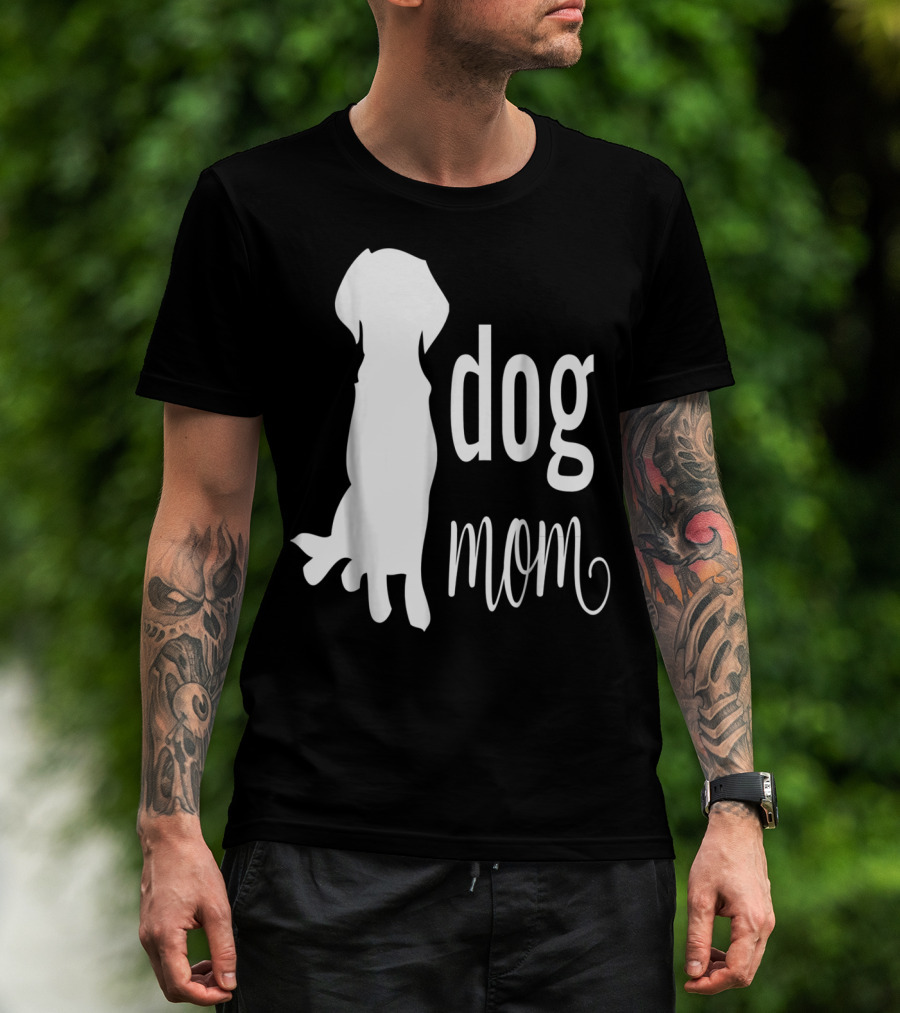 Dog Mom Silhouette White Dog Mom T-Shirt