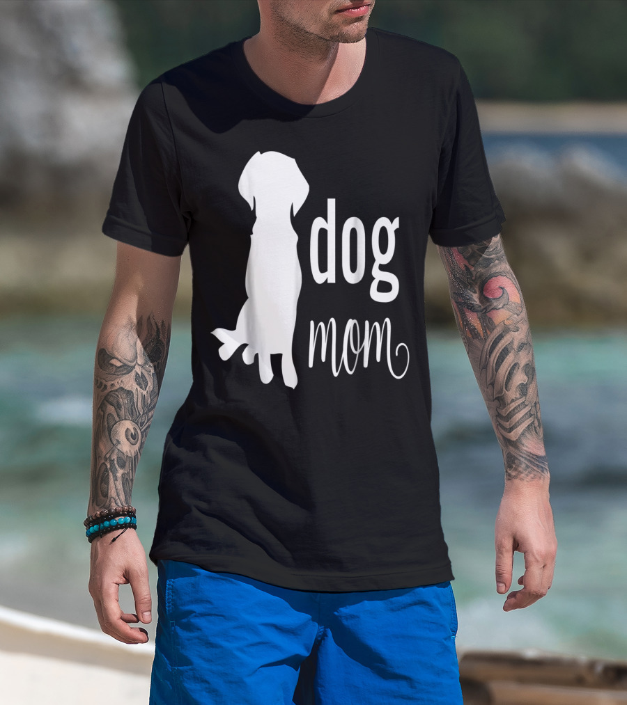 Dog Mom Silhouette White Dog Mom T-Shirt
