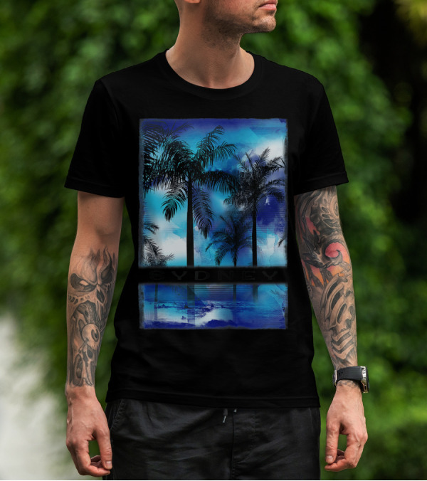 Sydney Australia Beach Palm Reflection Skyline T-Shirt