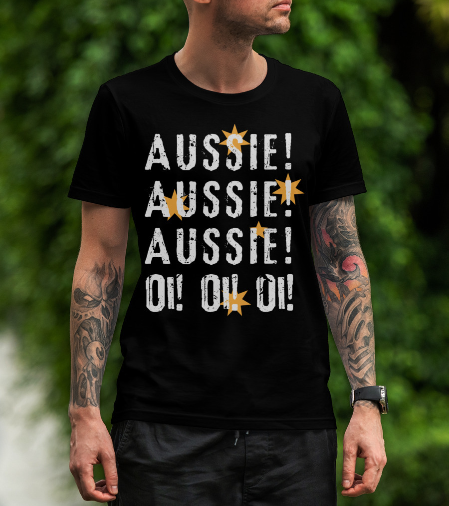 Aussie Aussie Aussie Oi Oi Oi Chant With Southern Cross Stars T-Shirt