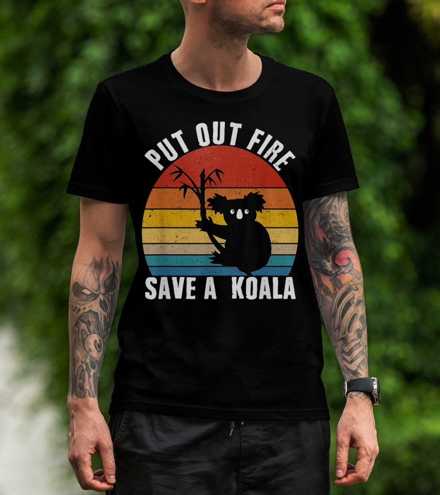 Vintage Put Out Fire Save A Koala Retro Sunset T-Shirt