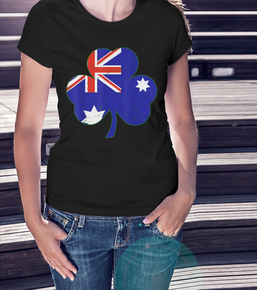Australia Flag Irish Shamrock Emblem T-Shirt