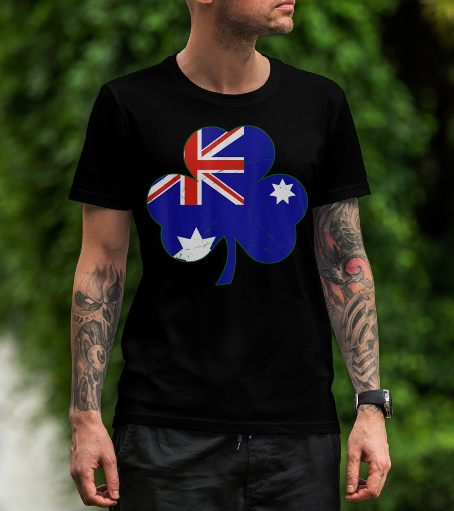 Australia Flag Irish Shamrock Emblem T-Shirt