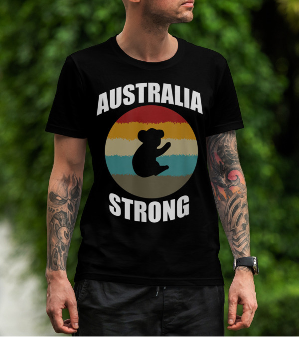 Australia Strong Koala Bear Retro Circle T-Shirt