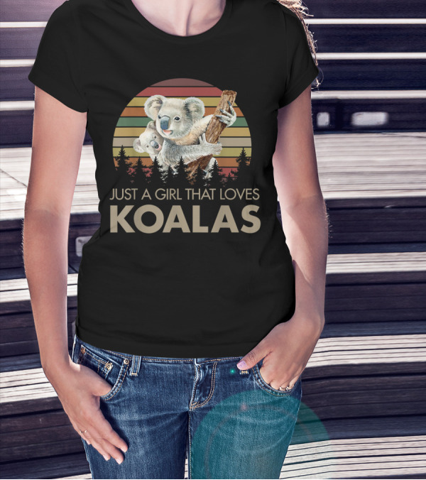 Just A Girl That Loves Koalas Retro Sunset Forest T-Shirt