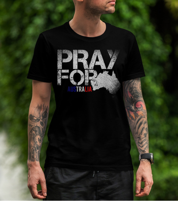 Pray For Australia Fire Storm Vintage Grunge Map T-Shirt