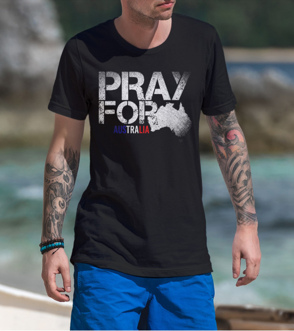 Pray For Australia Fire Storm Vintage Grunge Map T-Shirt