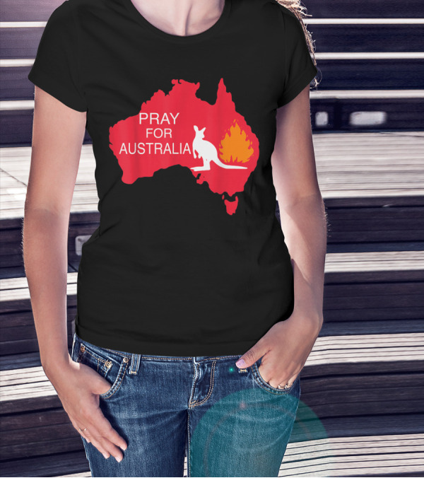 Pray For Australia Kangaroo Fire Map T-Shirt