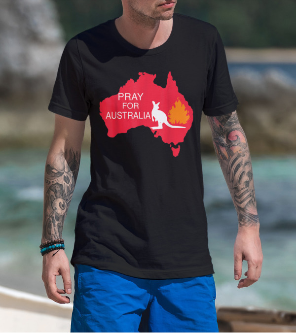 Pray For Australia Kangaroo Fire Map T-Shirt