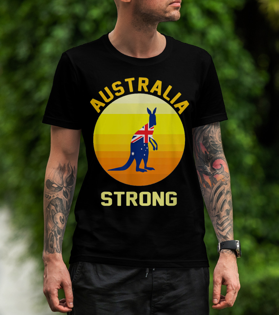 Australia Strong Retro Sun Kangaroo Flag T-Shirt