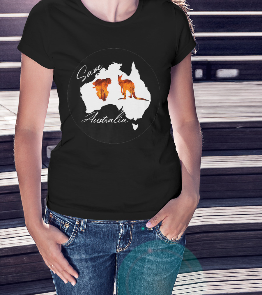 Save Australia Kangaroo And Koala Silhouette Forest Protection T-Shirt