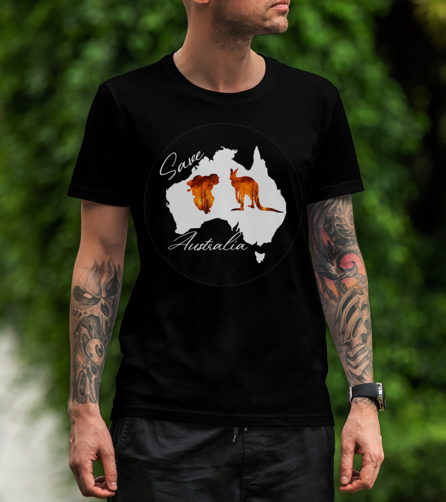 Save Australia Kangaroo And Koala Silhouette Forest Protection T-Shirt
