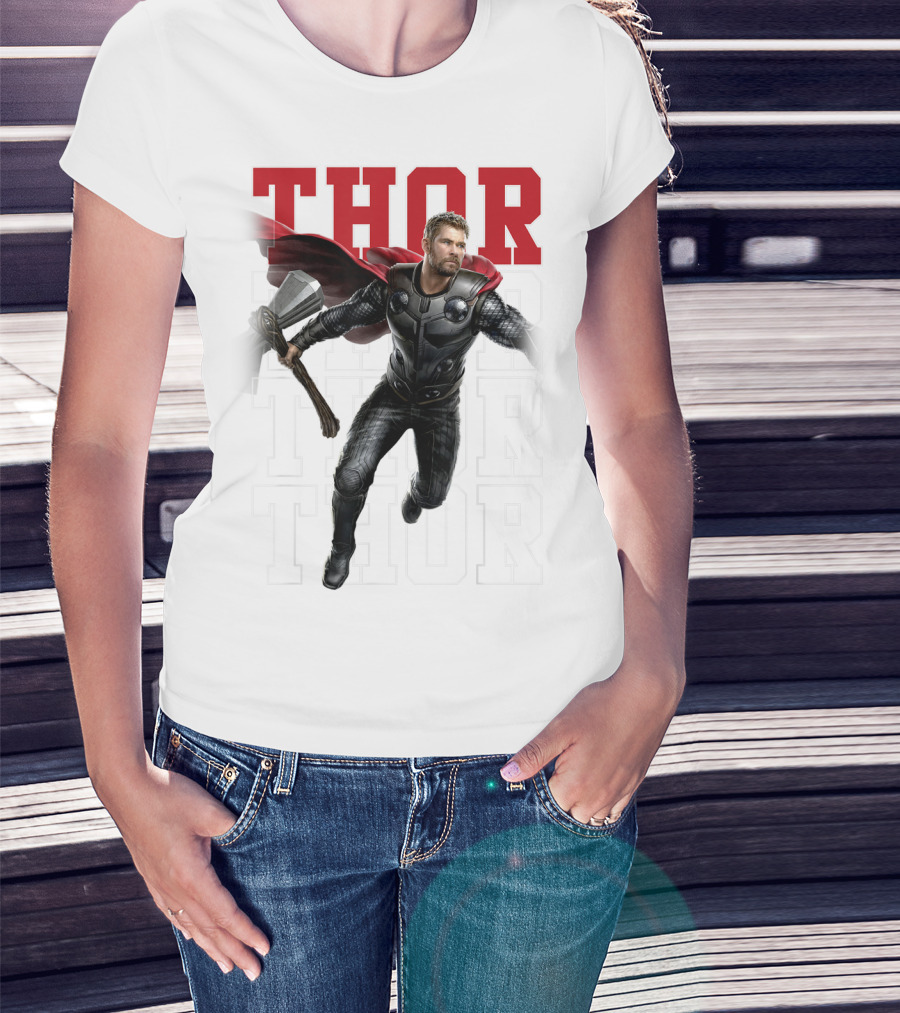 Marvel Avengers Endgame Thor Text Overlay Pose T-Shirt