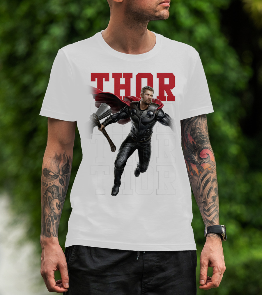 Marvel Avengers Endgame Thor Text Overlay Pose T-Shirt
