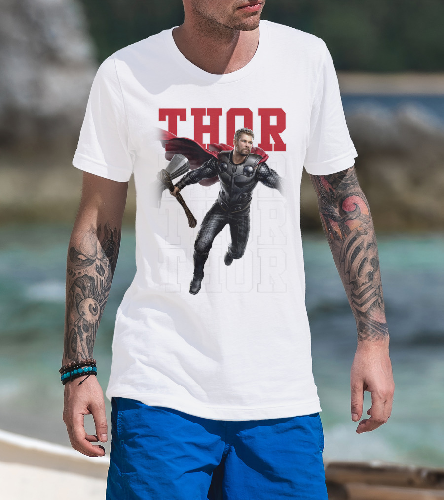 Marvel Avengers Endgame Thor Text Overlay Pose T-Shirt