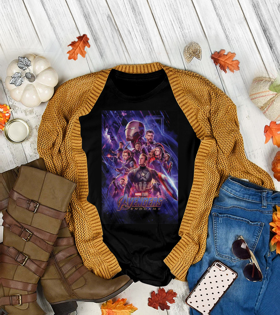 Marvel Studios Avengers Endgame Space Group Captain America Iron Man T-Shirt