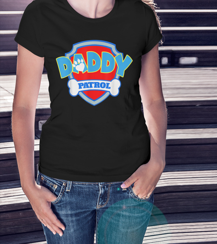 Daddy Patrol Paw Shield Funny Party Birthday T-Shirt