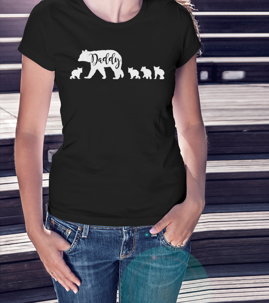 Daddy Bear And Four Cubs Dad Father Papa T-Shirt