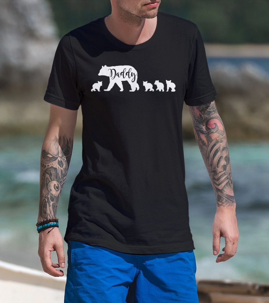 Daddy Bear And Four Cubs Dad Father Papa T-Shirt