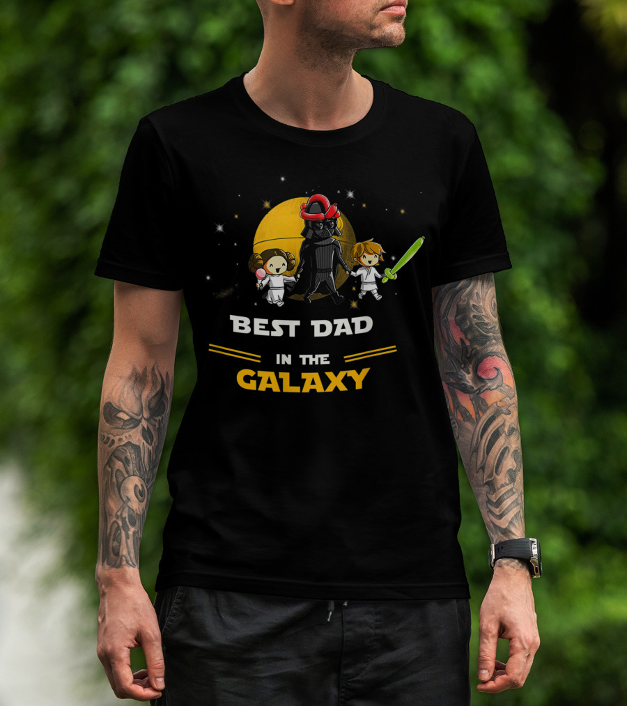 Best Dad In The Galaxy Father Daughter And Son Lightsaber Star Adventure T-Shirt