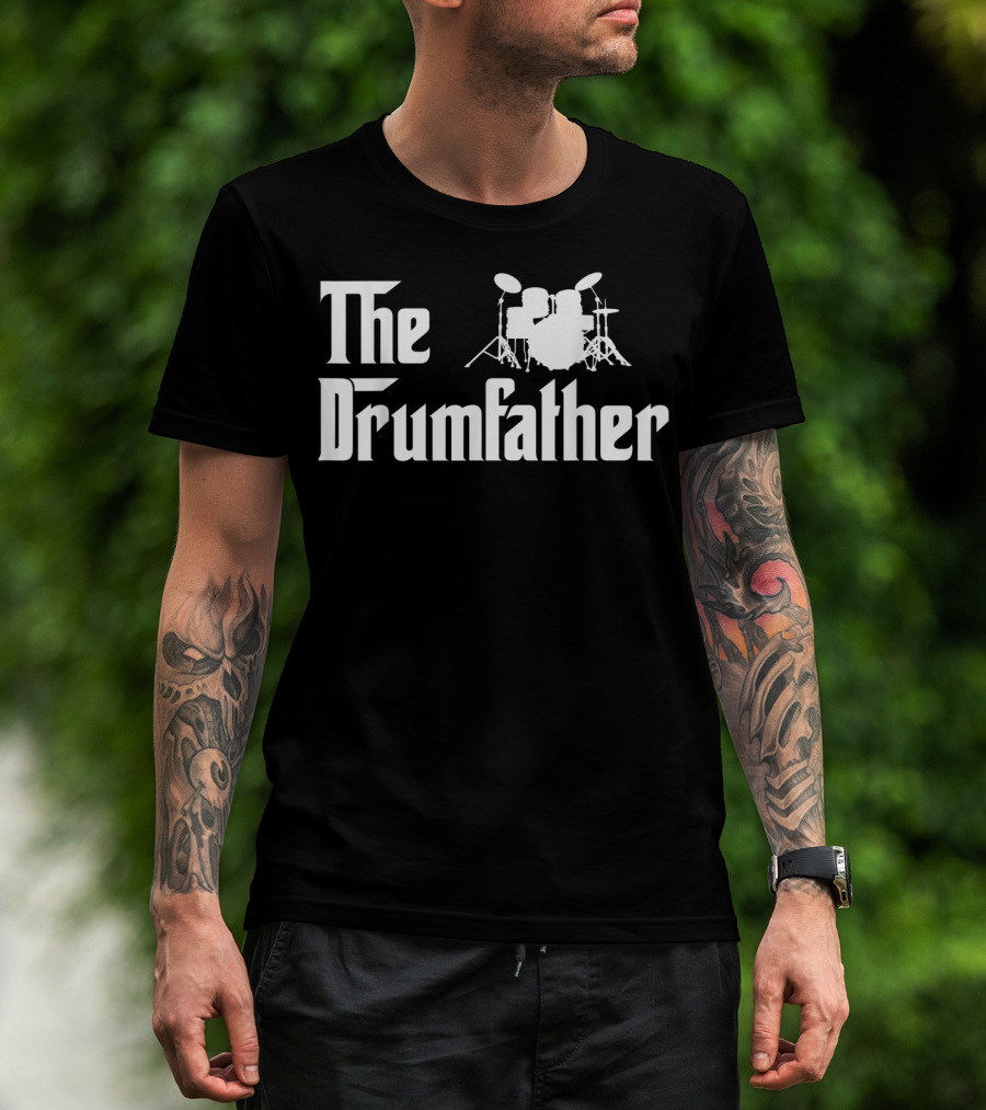 The Drumfather Funny Drummer Parody With Drum Kit T-Shirt